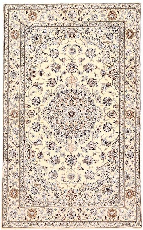 Perserteppich 244 x 153 cm Wolle Seide handgeknüpft Nain
