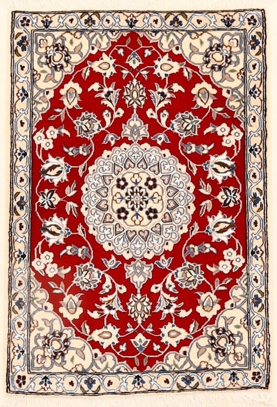 Perserteppich Nain 90 x 60 cm Wolle und Seide handgeknüpft