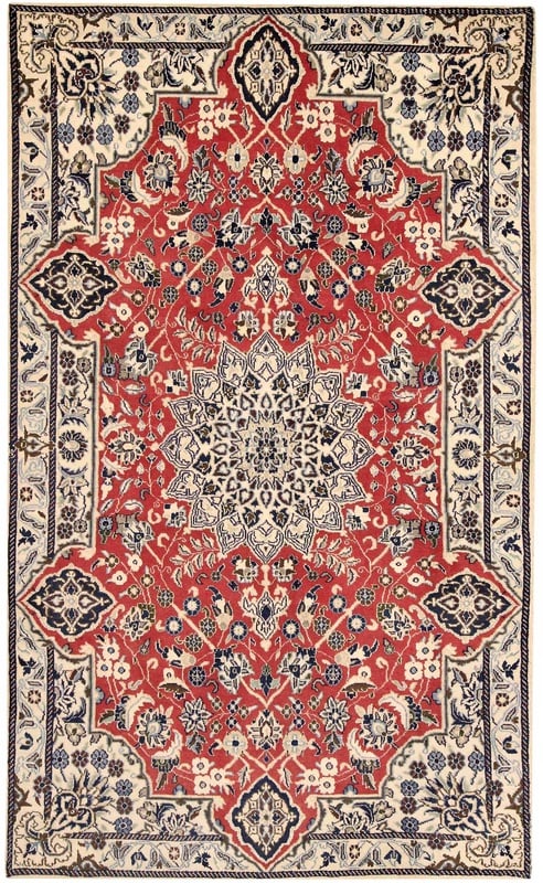 Perserteppich Nain 195 x 115 cm Schurwolle handgeknüpft Rot