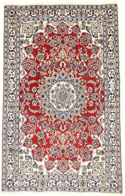 Perserteppich Nain 198 x 125 cm Wolle handgeknüpft Mehrfarbig