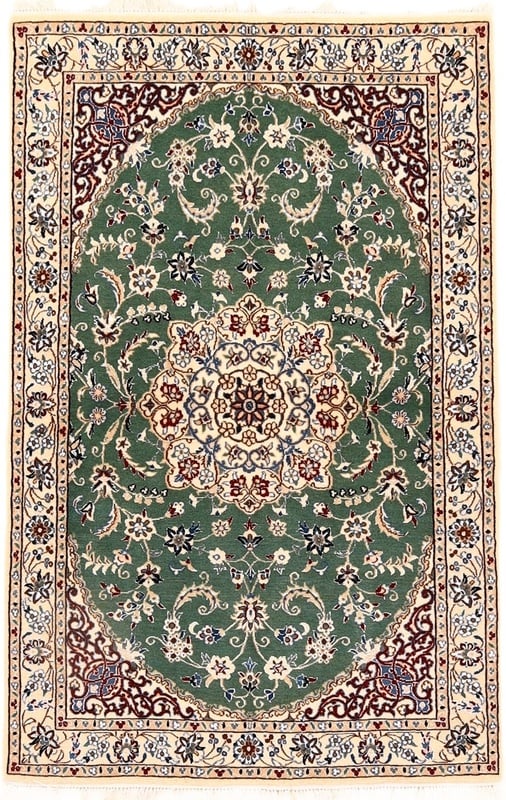Perserteppich Nain 152 x 100 cm Schurwolle und Seide handgeknüpft