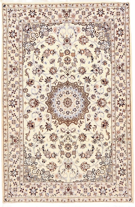 Perserteppich 205 x 134 cm Wolle und Seide handgeknüpft