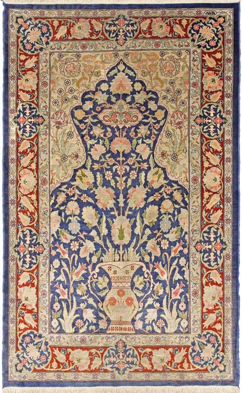 Orientteppich 110 x 68 cm Seide Handgeknüpft Antik