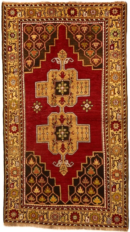Perserteppich 225 x 125 cm Wolle Handgeknüpft Antik