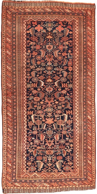 Perserteppich Ghashghai 216 x 107 cm Wolle handgeknüpft antik