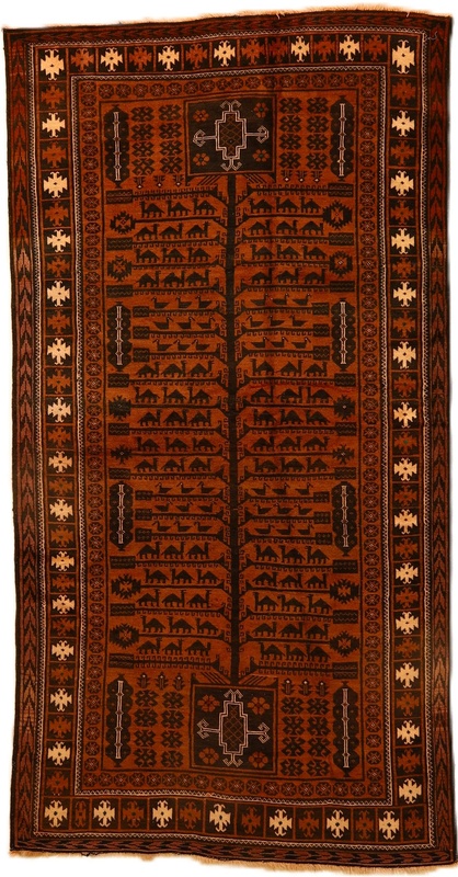 Perserteppich Belutsch 231 x 122 cm Wolle handgeknüpft Antik