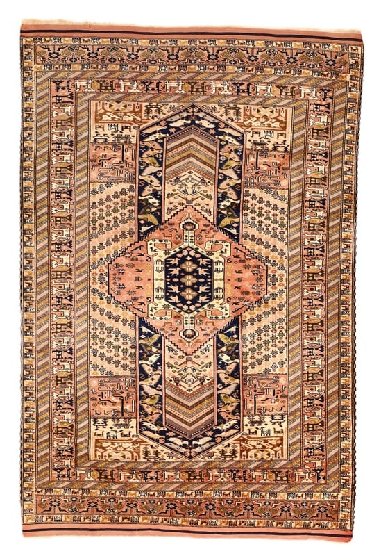 Perserteppich Ghuchan 128 x 126 cm Wolle handgeknüpft antik