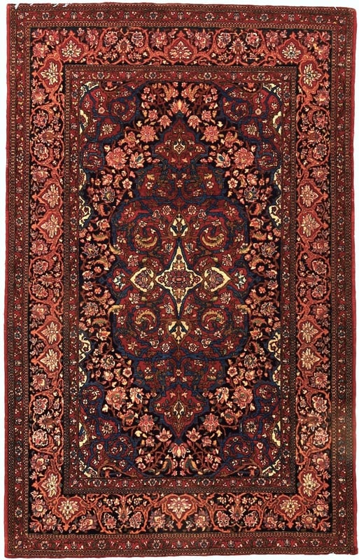 Perserteppich Isfahan 220 x 140 cm Wolle handgeknüpft Antik