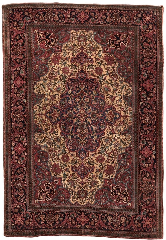 Perserteppich Isfahan 203 x 142 cm Wolle handgeknüpft antik