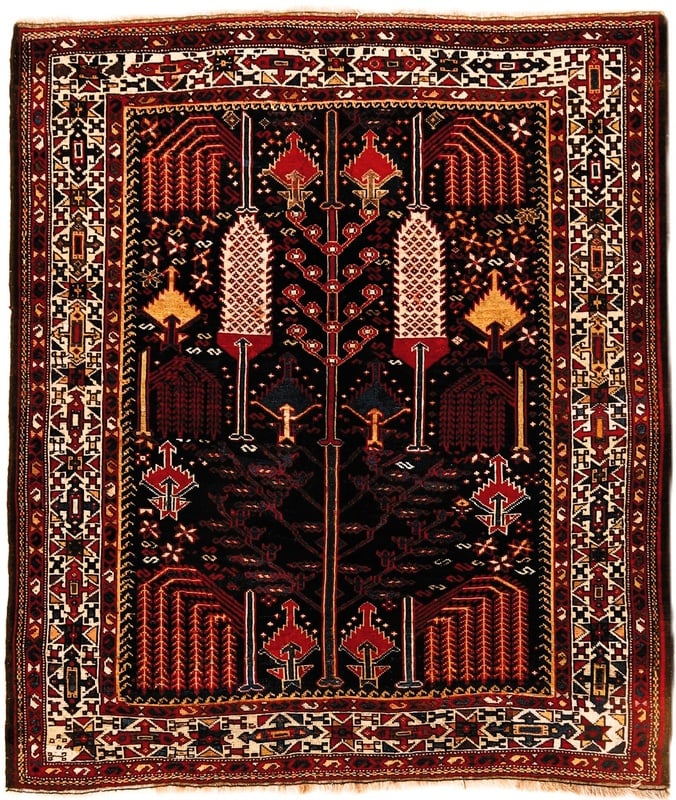 Perserteppich 180 x 156 cm Wolle handgeknüpft antik