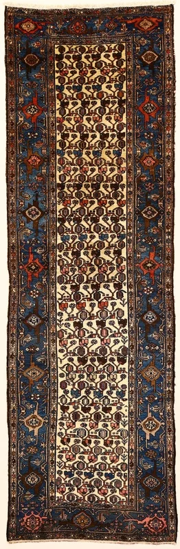 Perserteppich Malayer 387 x 120 cm Wolle handgeknüpft Antik