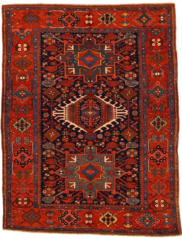 Perserteppich Heriz 192 x 150 cm Wolle handgeknüpft Antik