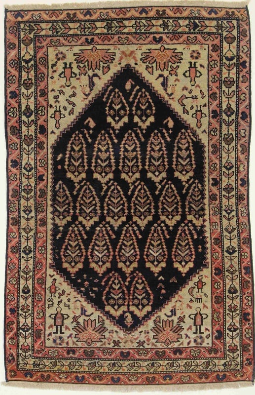 Perserteppich 153 x 98 cm Wolle handgeknüpft antik