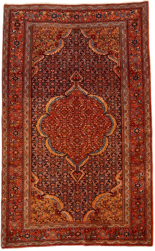 Perserteppich 208 x 132 cm Wolle handgeknüpft Antik