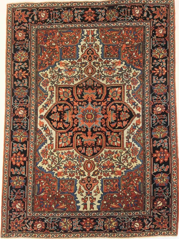 Perserteppich 150 x 109 cm Wolle handgeknüpft Antik