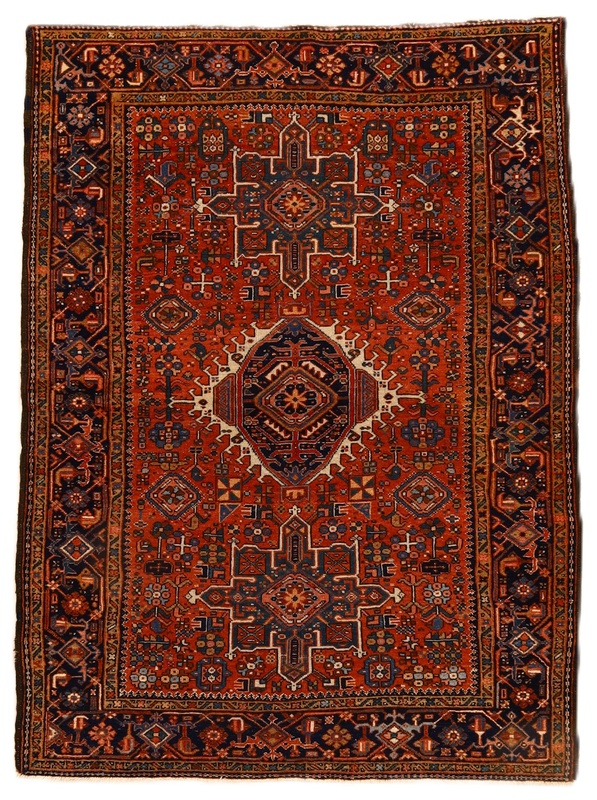 Perserteppich Heriz 185 x 140 cm Wolle Seide handgeknüpft antik