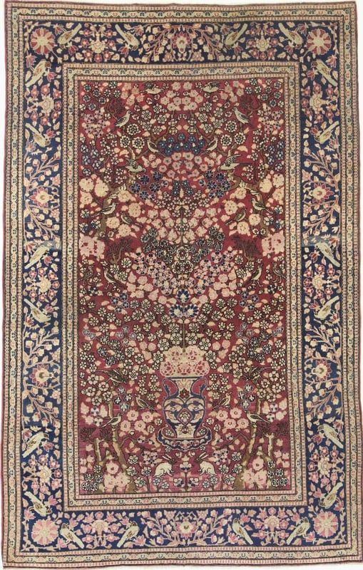 Perserteppich Kerman 212 x 135 cm Wolle handgeknüpft antik