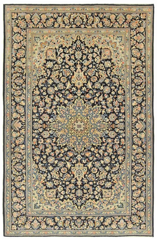 Perserteppich Kashan 215 x 137 cm Wolle handgeknüpft Antik