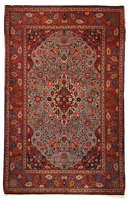 Perserteppich Kashan 200 x 130 cm Wolle Seide handgeknüpft antik