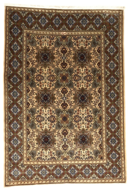 Perserteppich Kashan 198 x 136 cm Wolle und Seide handgeknüpft