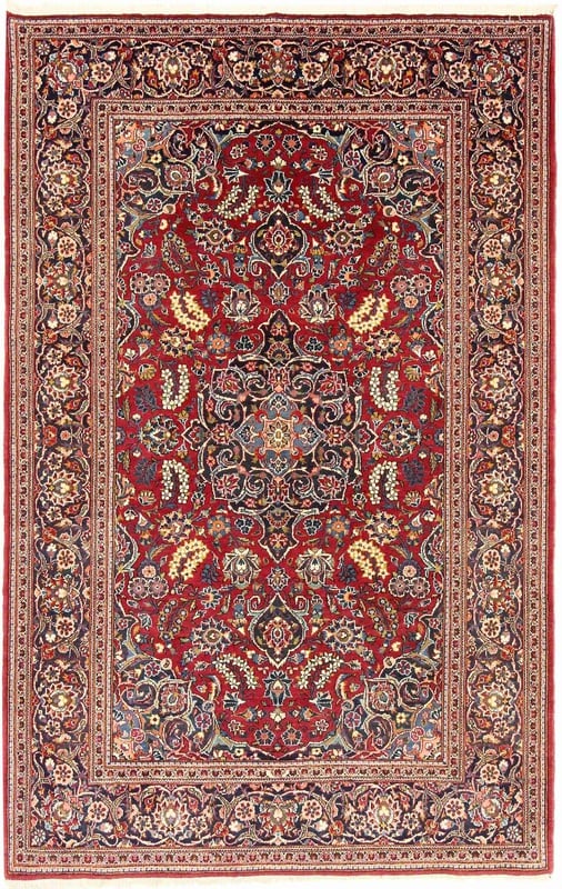 Perserteppich Kashan 214 x 137 cm Schurwolle handgeknüpft Antik