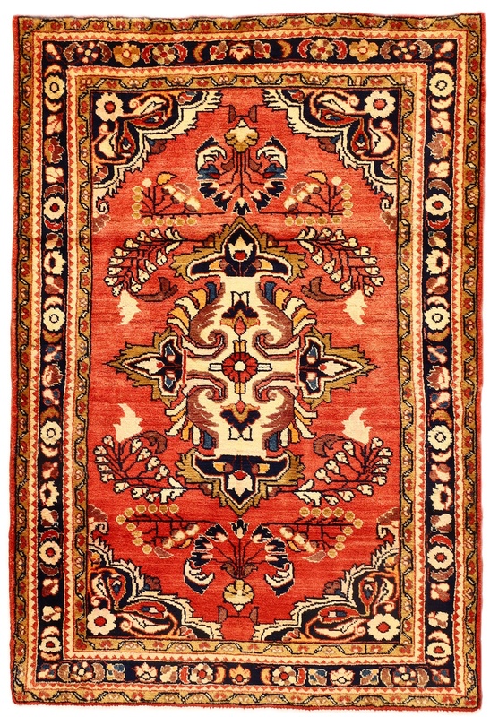 Perserteppich 169 x 110 cm Schurwolle handgeknüpft antik