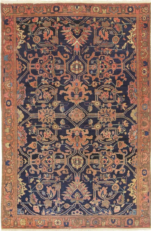 Perserteppich 211 x 142 cm Wolle handgeknüpft Antik