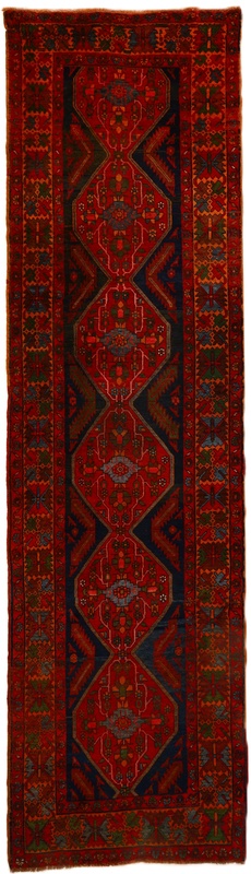 Perserteppich 378 x 105 cm Wolle handgeknüpft Läufer