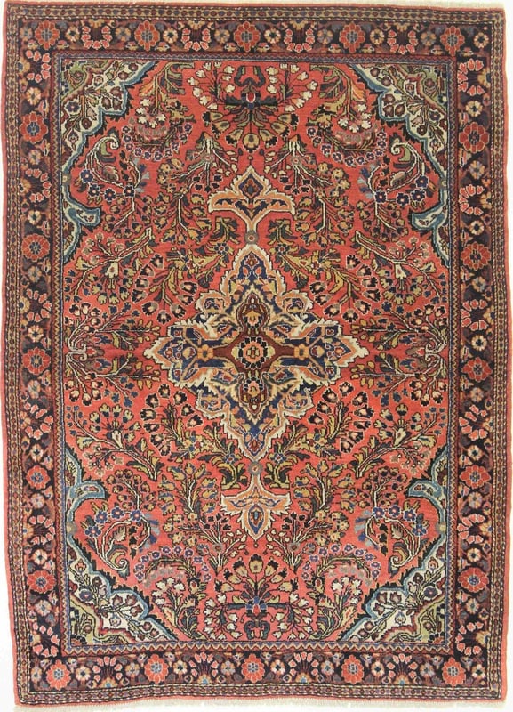 Perserteppich Sarough 148 x 109 cm Wolle handgeknüpft Antik