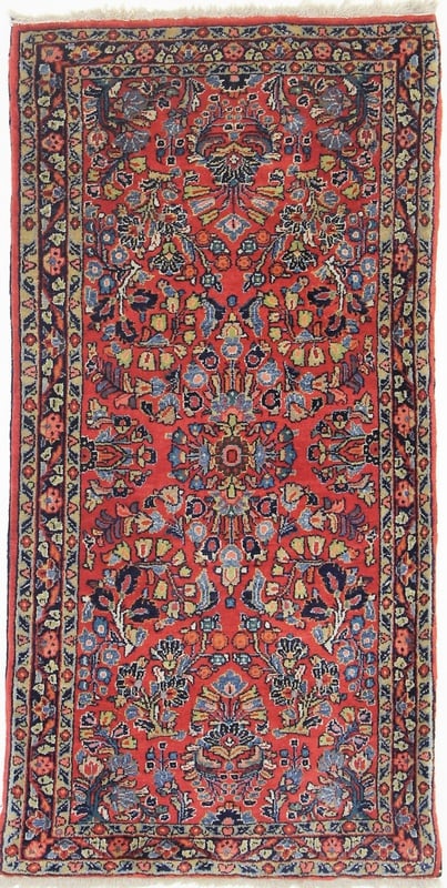 Perserteppich Sarough 120 x 60 cm Wolle handgeknüpft Antik