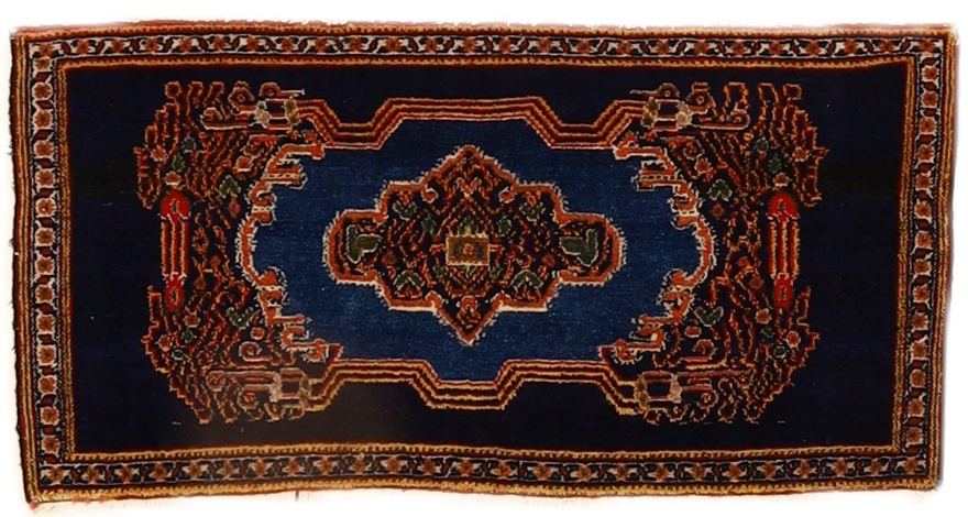 Perserteppich 98 x 50 cm Wolle handgeknüpft Antik