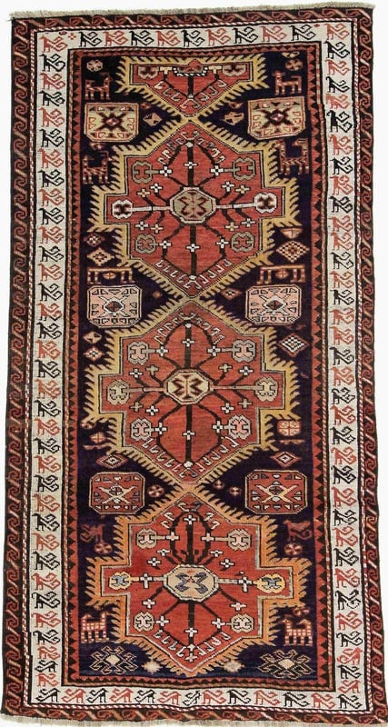 Orientteppich Russland 235 x 112 cm Wolle handgeknüpft antik