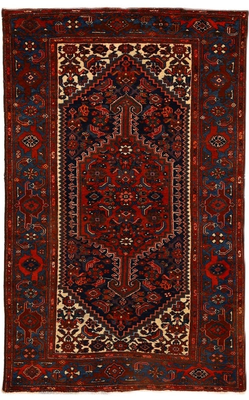 Perserteppich Zanjan 201 x 128 cm Wolle-Seide Handgeknüpft Antik