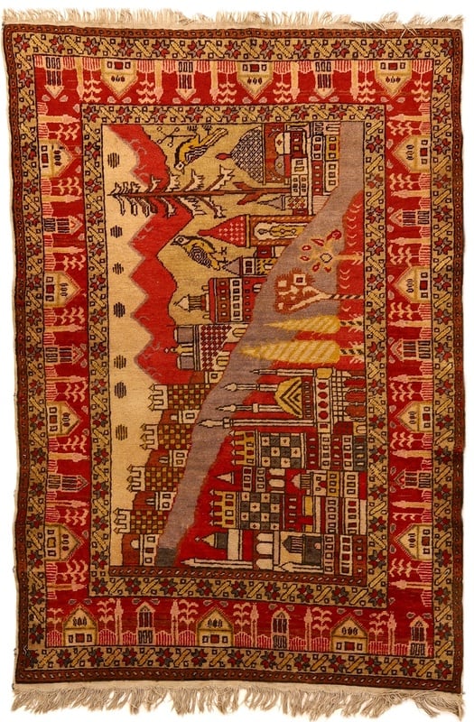Orientteppich Türkei 200 x 140 cm Wolle Seide handgeknüpft Antik
