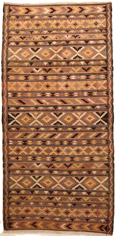 Perserteppich 345 x 170 cm Wolle handgewebt antik