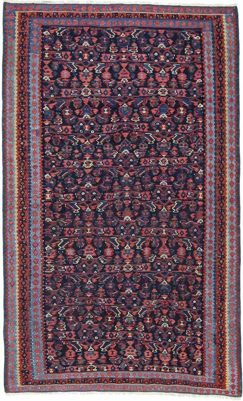 Perserteppich Senneh 180 x 112 cm Wolle handgewebt Antik