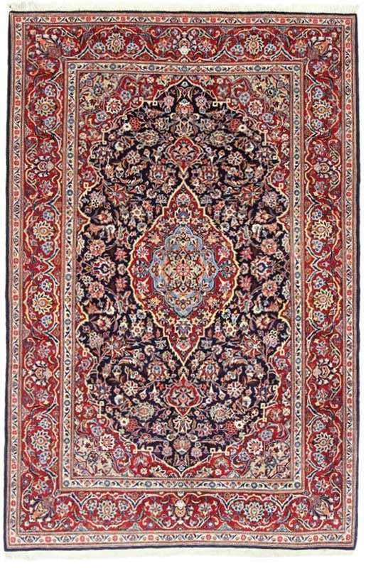 Perserteppich Kashan 218 x 140 cm Wolle handgeknüpft antik
