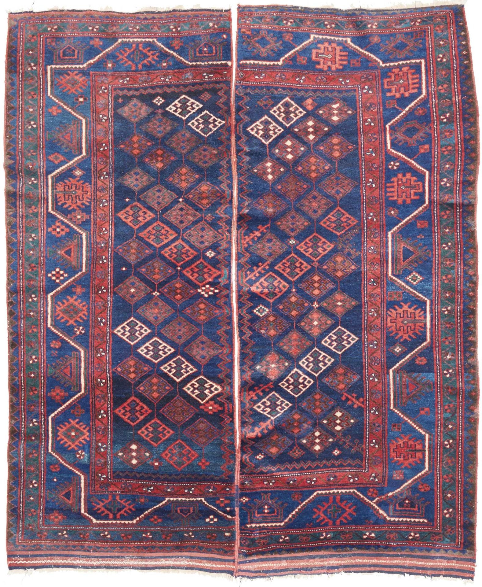 Perserteppich Kazak 185 x 214 cm Schurwolle handgeknüpft antik