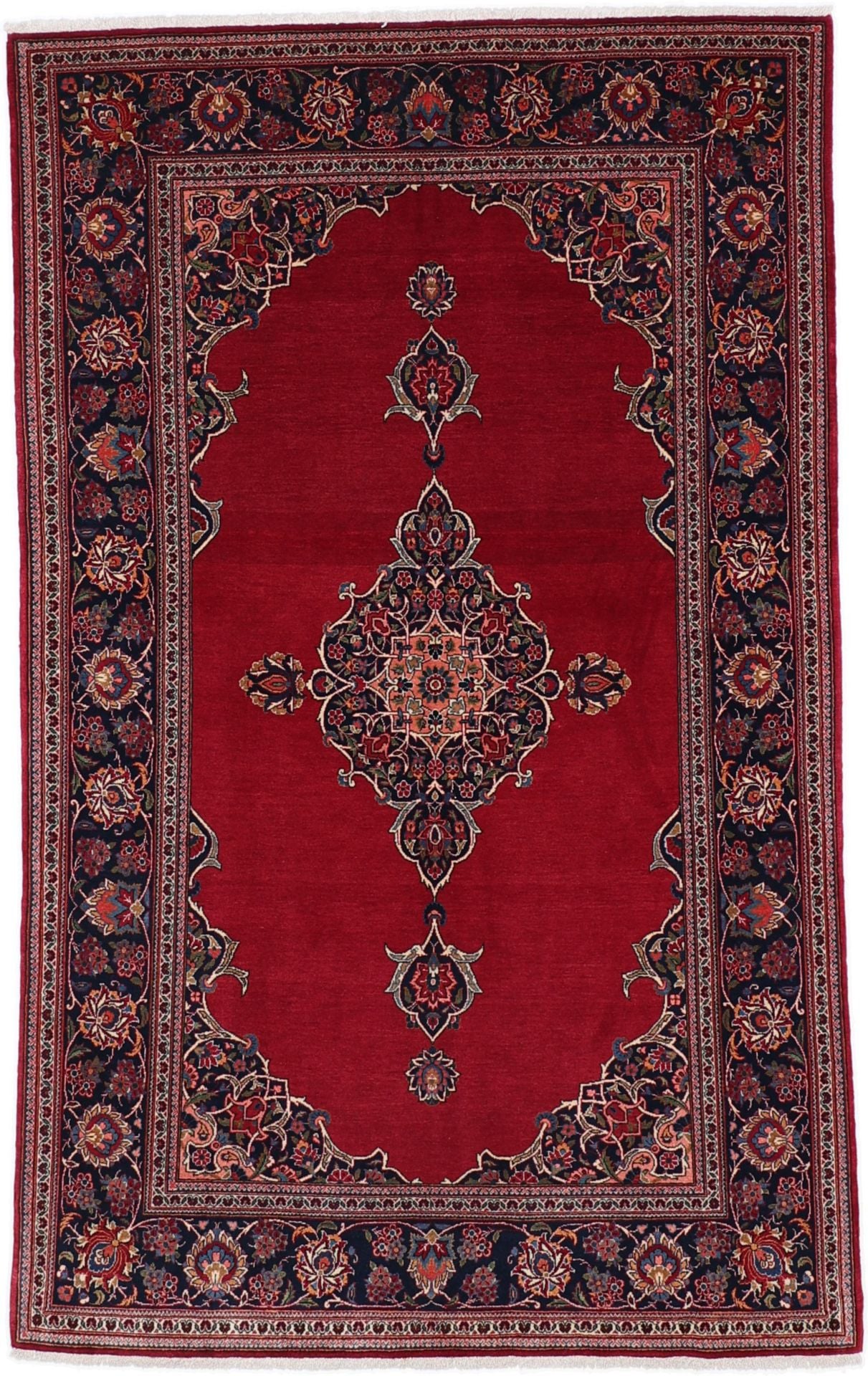 Perserteppich Kashan 136 x 218 cm Schurwolle handgeknüpft antik