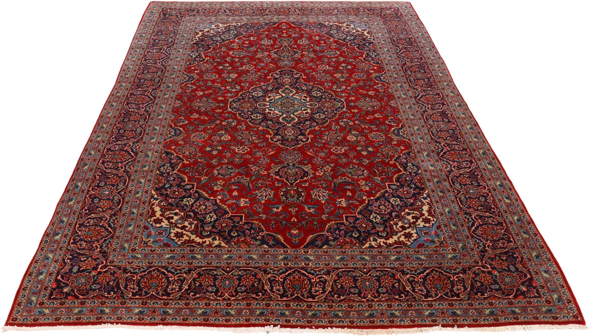 Perserteppich Kashan 200 x 307 cm Schurwolle handgeknüpft