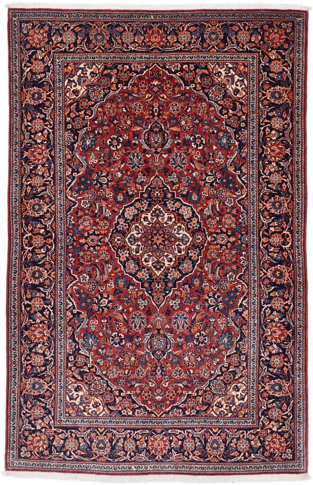 Perserteppich Kashan 137 x 211 cm Schurwolle handgeknüpft Vintage