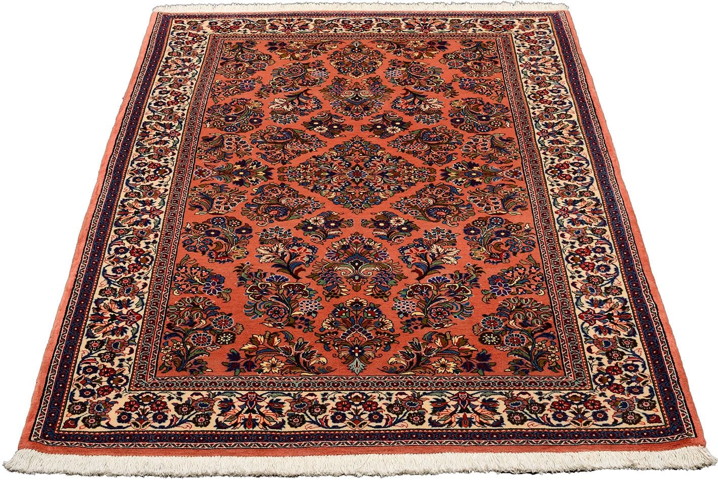Perserteppich Sarough 132 x 207 cm Schurwolle handgeknüpft antik
