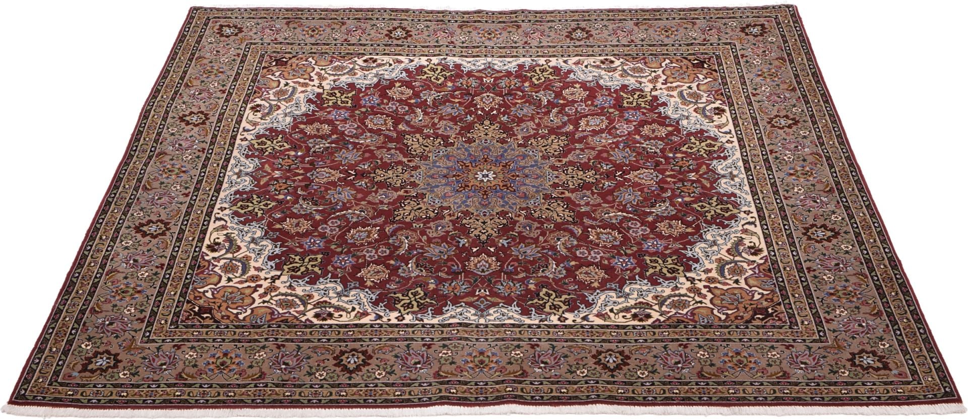 Perserteppich Täbriz 200 x 207 cm Schurwolle-Seide handgeknüpft