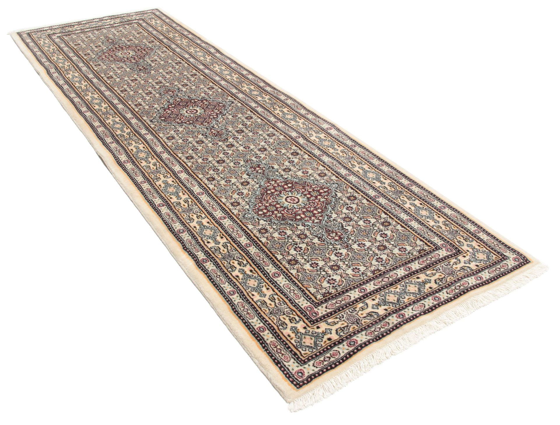 Perserteppich Moud 80 x 250 cm Schurwolle handgeknüpft floral