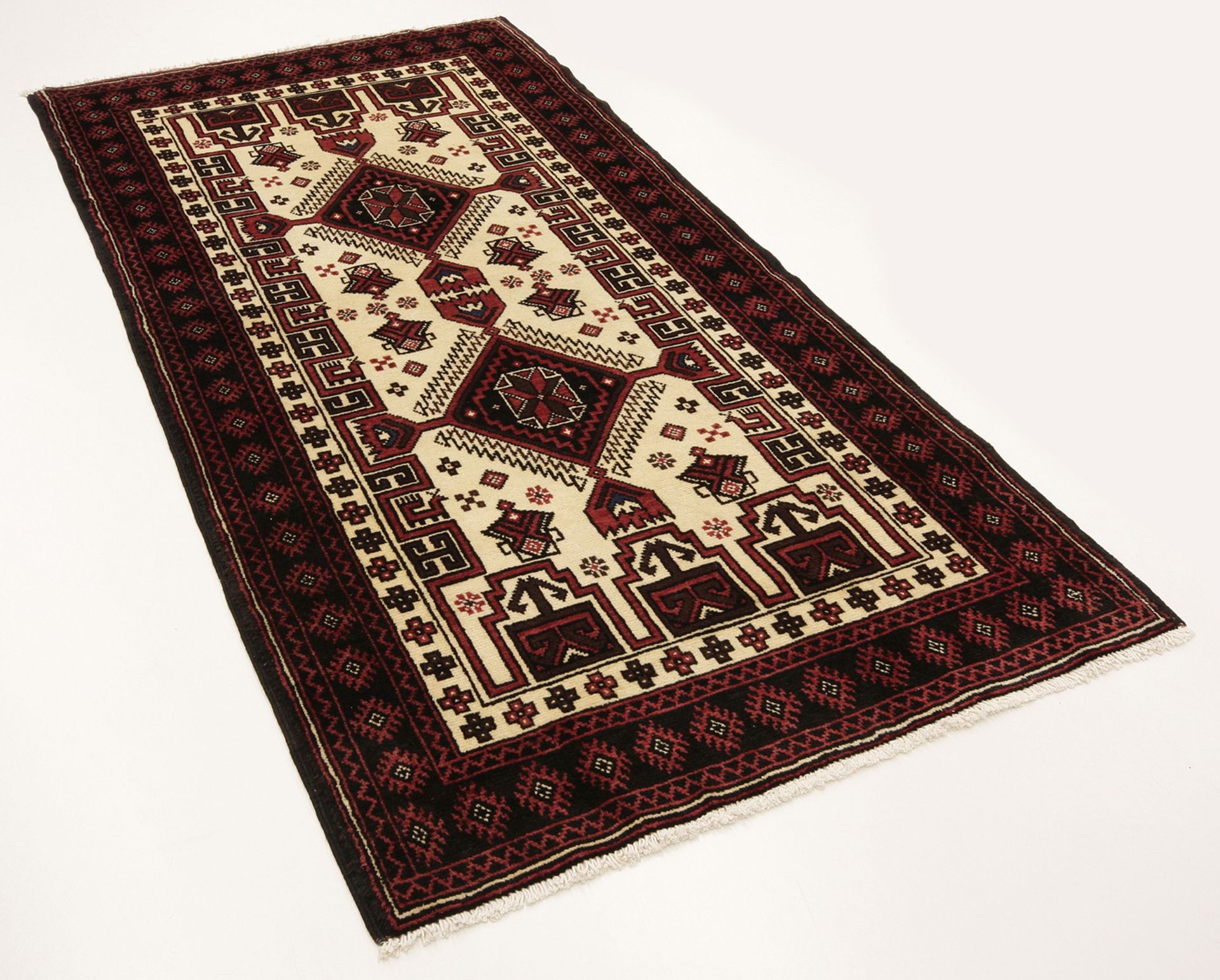 Perserteppich Belutsch 98 x 205 cm Schurwolle handgeknüpft rot