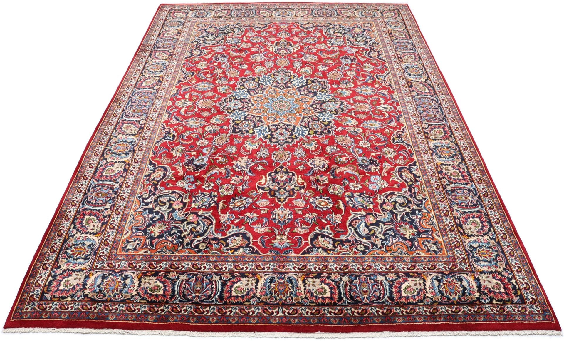 Perserteppich Mashad 245 x 356 cm Schurwolle handgeknüpft floral