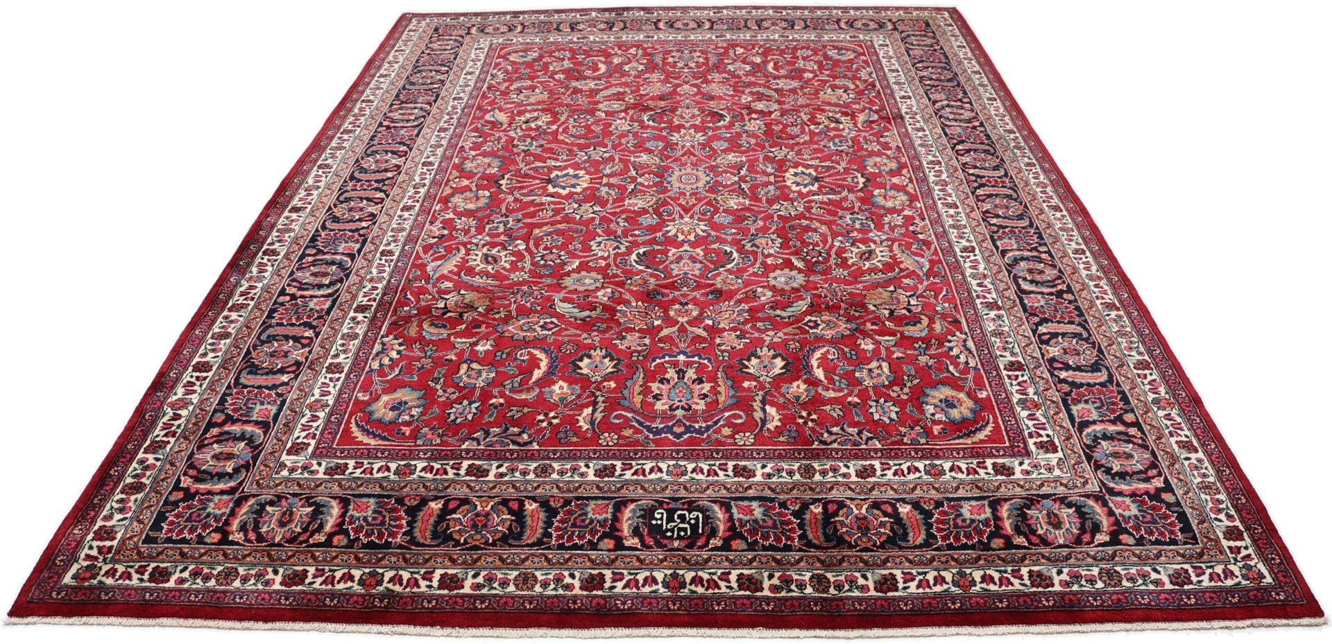 Perserteppich Mashad 254 x 358 cm Schurwolle handgeknüpft floral