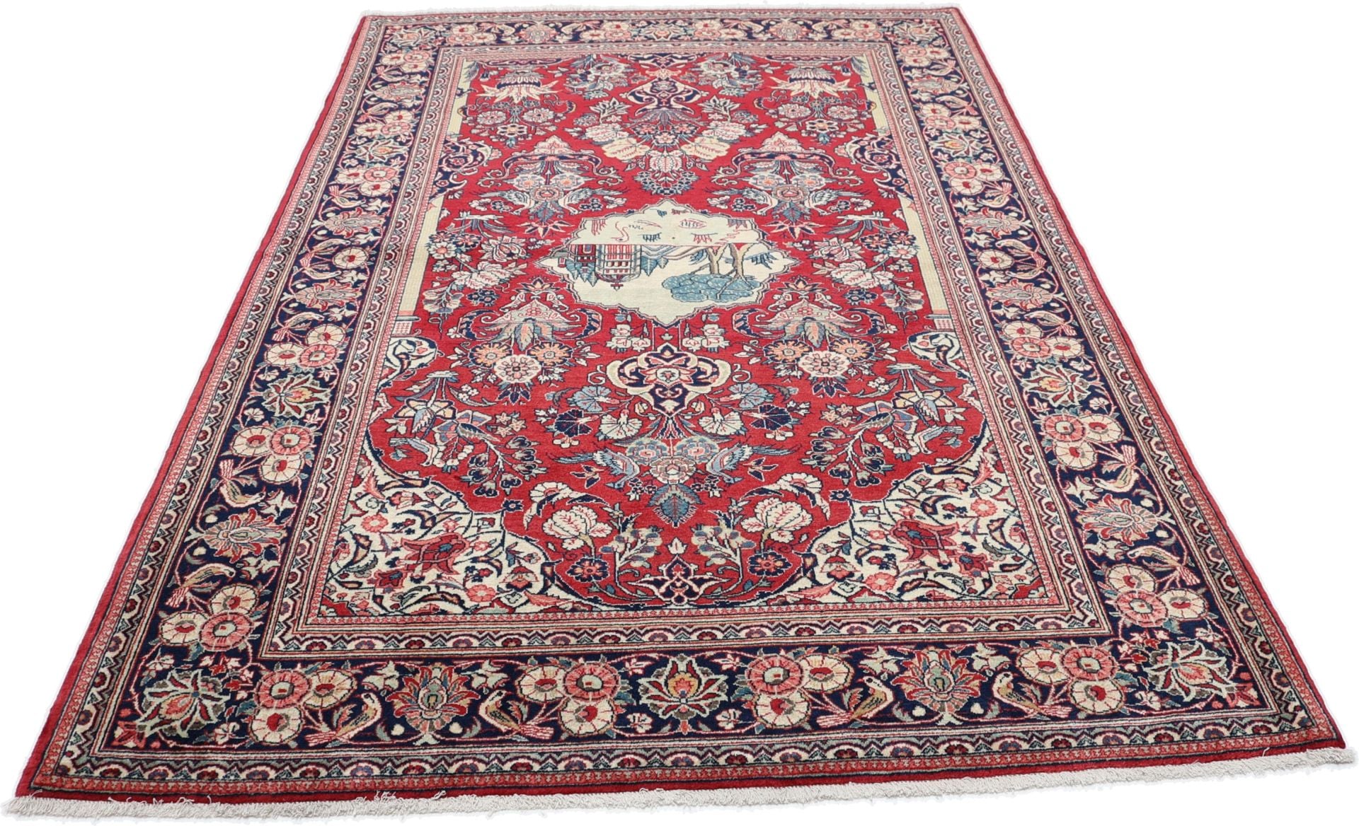 Perserteppich Kashan 135 x 205 cm Schurwolle handgeknüpft