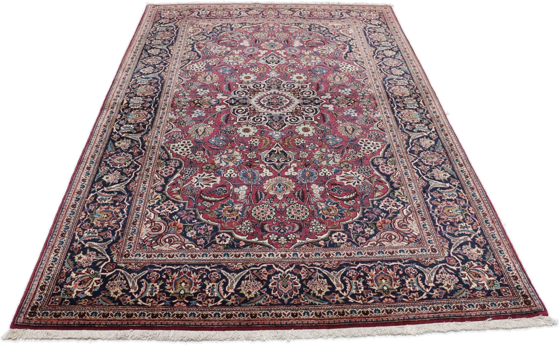 Perserteppich Kashan 133 x 210 cm Schurwolle handgeknüpft antik