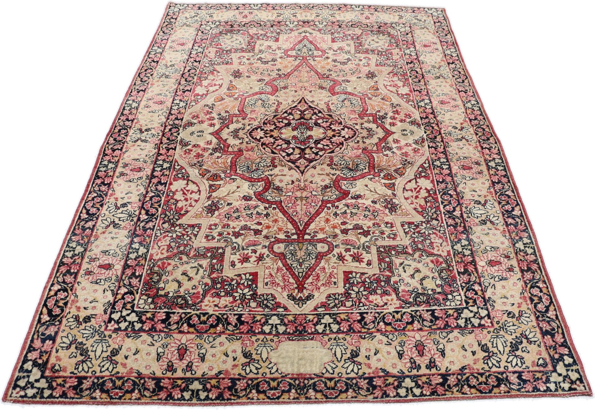 Perserteppich Kirman 130 x 206 cm Schurwolle handgeknüpft antik